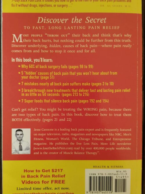 The 7-day Back Pain Cure – Jesse Cannone secondhand book