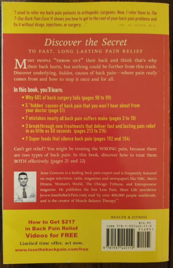 The 7-day Back Pain Cure – Jesse Cannone secondhand book