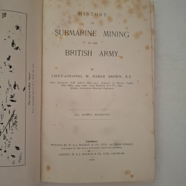History Of Submarine Mining In The British Army – Lieut.-Colonel W. Baker Brown secondhand book