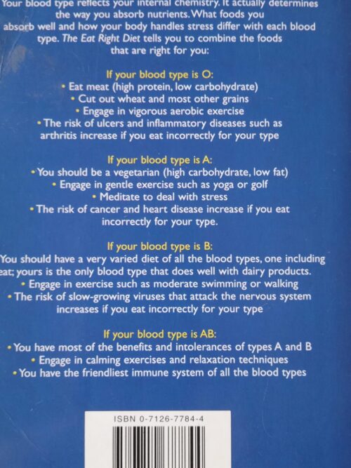 The eat right diet – Dr. Peter D’Adamo with Catherine Whitney secondhand book