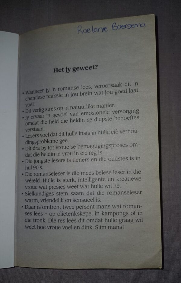 Bruid vir Soetvlei_first page writing Bruid Vir Soetvlei – Sarah Du Pisanie secondhand book