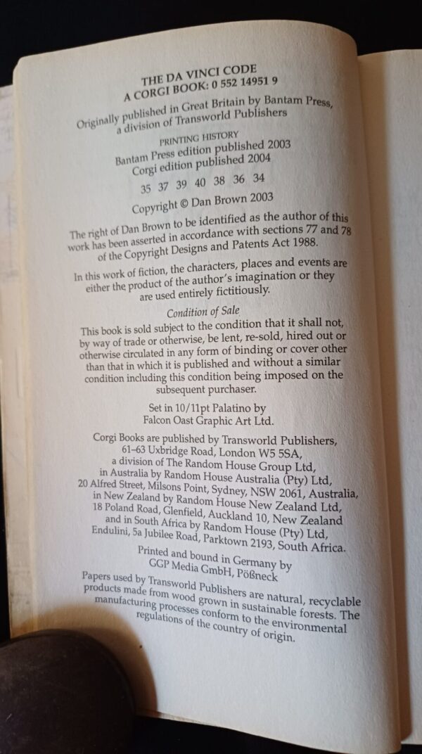 The Da Vinci Code – Dan Brown secondhand book
