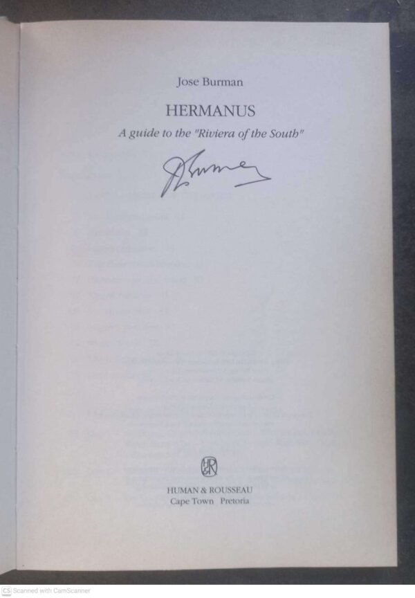 Hermanus: A Guide To The “Riviera Of The South” — Jose Burman *SIGNED* secondhand book