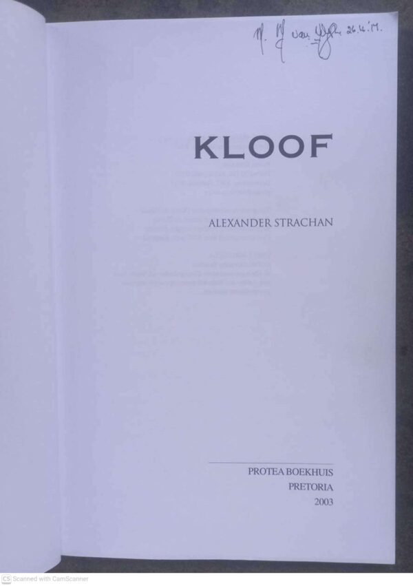 Kloof — Alexander Strachan secondhand book