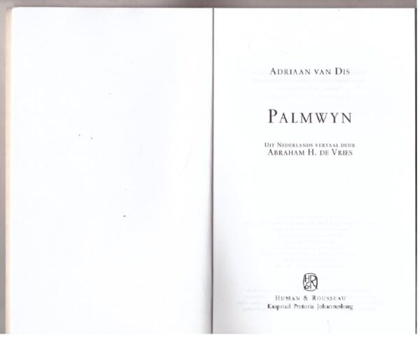 Palmwyn3 Palmwyn — Adriaan Van Dis secondhand book