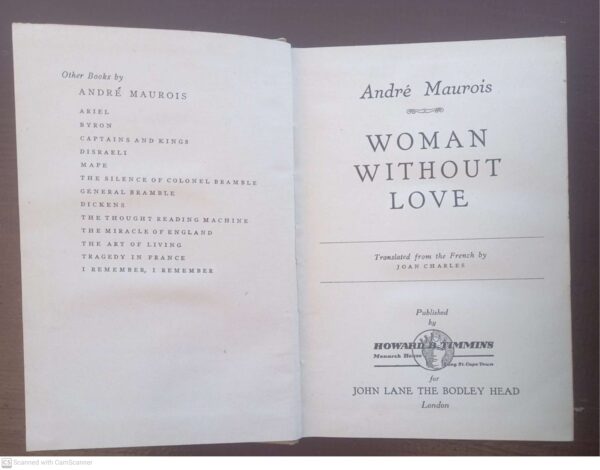 Woman Without Love — André Maurois secondhand book