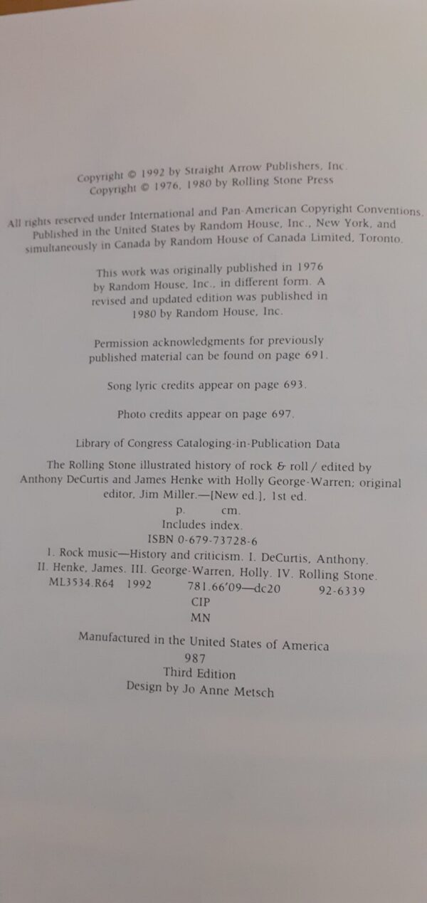 Rolling Stone Illustrated History Of Rock & Roll – Anthony DeCurtis, James Henke secondhand book