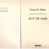 Act Of God — Susan R. Sloan secondhand book