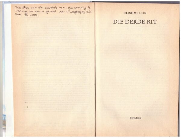 Die Derde Rit — Elise Muller secondhand book