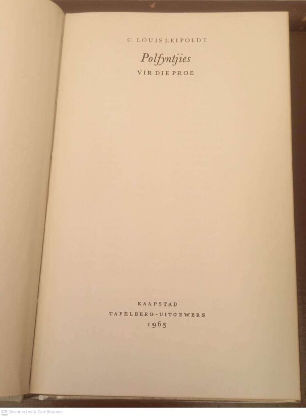 Polfyntjies Vir Die Proe — C. Louis Leipoldt secondhand book