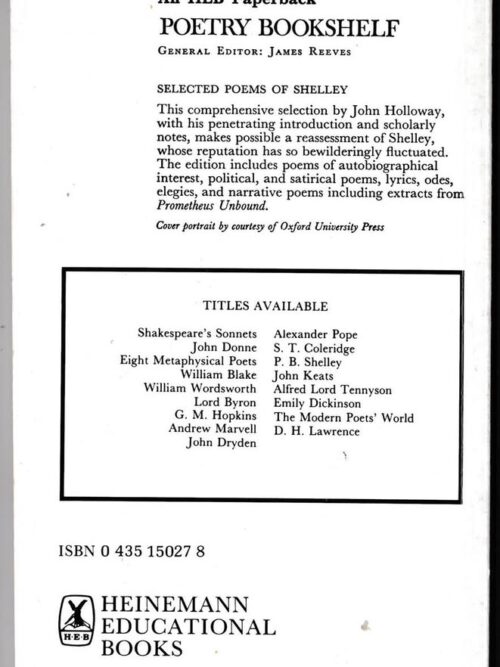 Selected Poems Of P. B. Shelley – John Holloway secondhand book