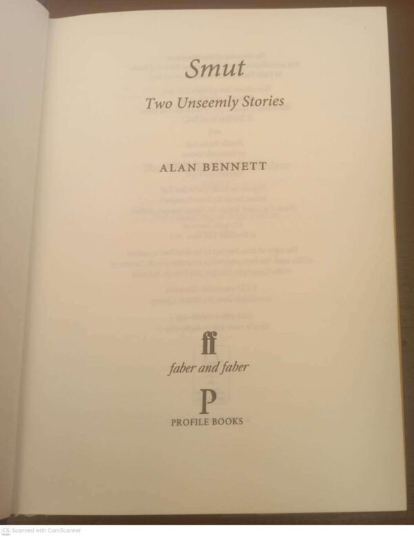 Smut5 Smut: Two Unseemly Stories — Alan Bennett secondhand book