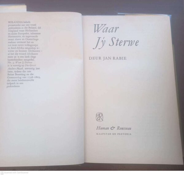 Waar Jý Sterwe (Bolandia 3) — Jan Rabie secondhand book