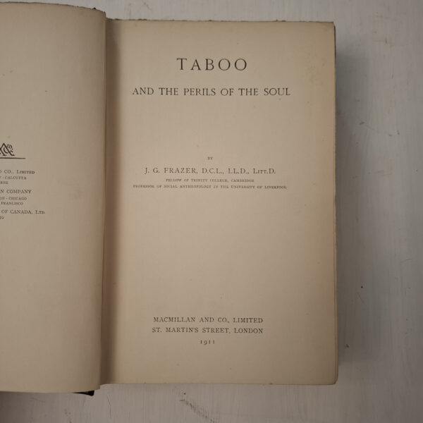 The Golden Bough Part II: Taboo And The Perils Of The Soul – J. G. Frazer secondhand book