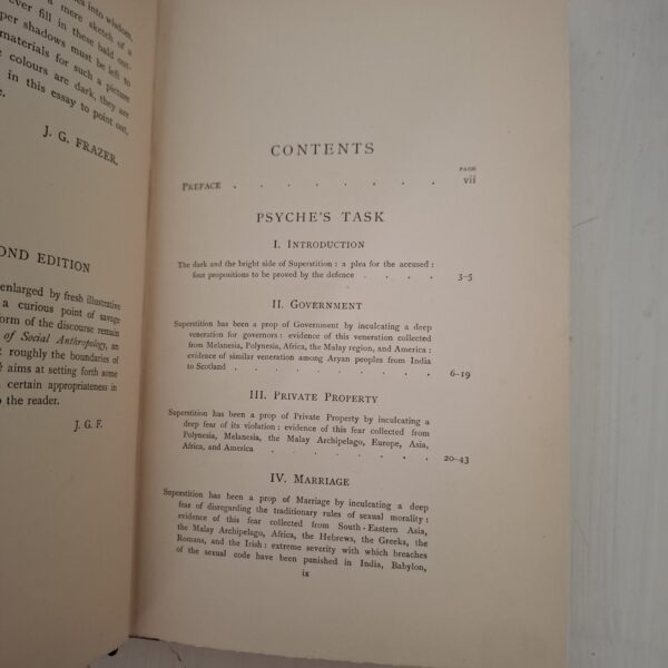 Psyche’s Task: A Discourse Concerning The Influence Of Superstition On The Growth Of Institutions – J. G. Frazer secondhand book