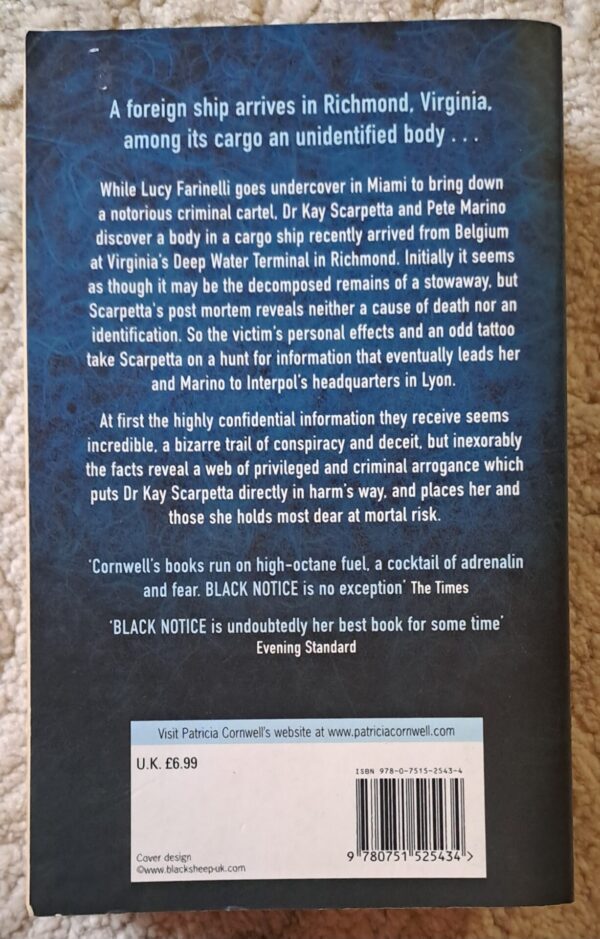 Black Notice – Patricia Cornwell secondhand book