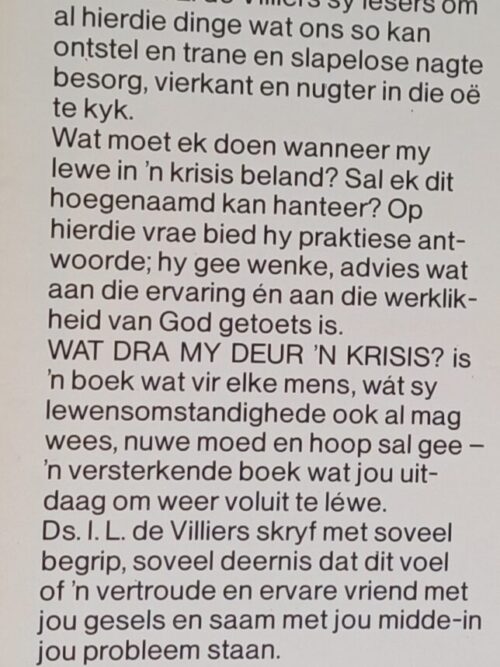 Wat Dra My Deur ‘n Krisis – IL De Villiers secondhand book