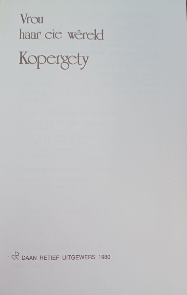 Vrou haar eie wereld: Kopergety secondhand book
