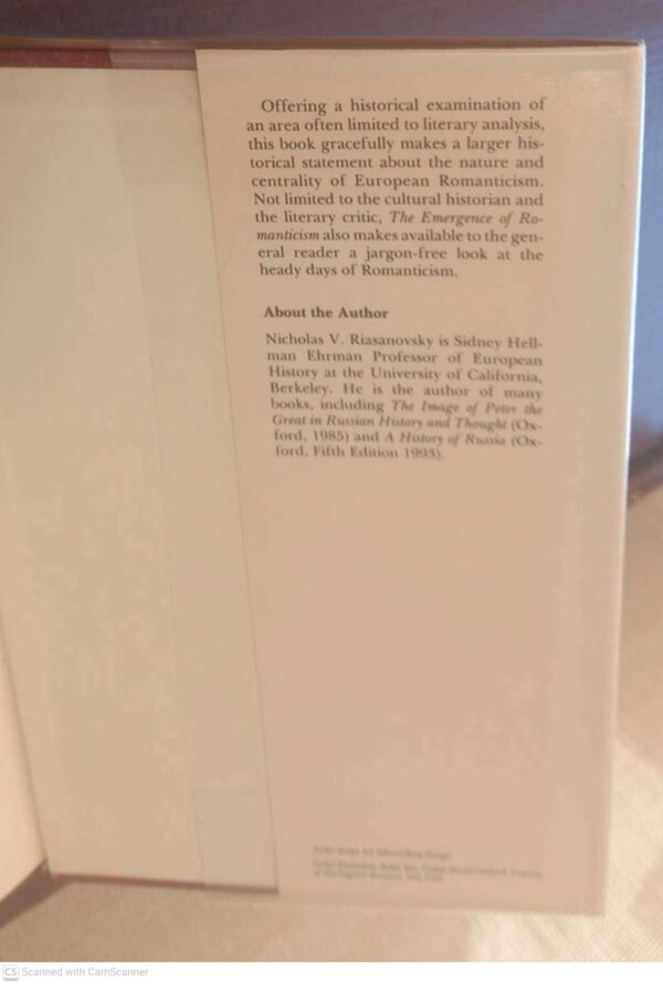 The Emergence Of Romanticism — Nicholas V. Riasanovsky secondhand book