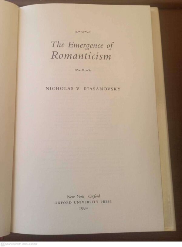 The Emergence Of Romanticism — Nicholas V. Riasanovsky secondhand book