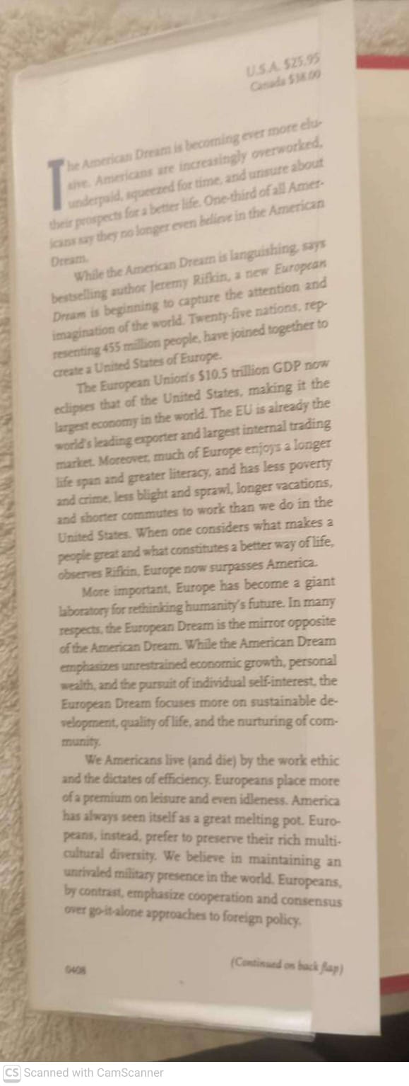 The European Dream — Jeremy Rifkin secondhand book