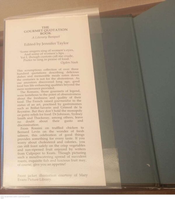 The Gourmet Quotation Book: A Literary Banquet — Jennifer Taylor secondhand book