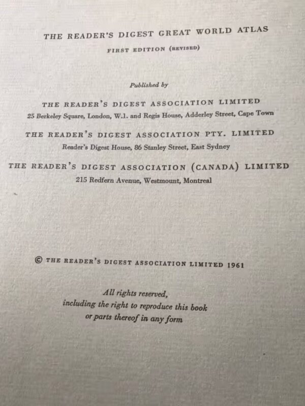 Reader’s Digest Great World Atlas secondhand book