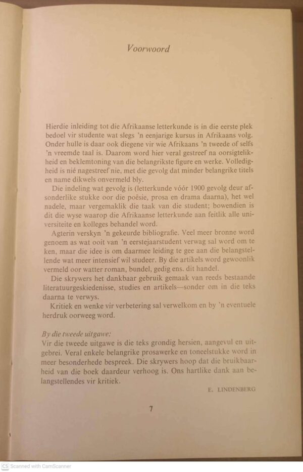 Inleiding Tot Die Afrikaanse Letterkunde — E. Lindenberg Et Al. secondhand book