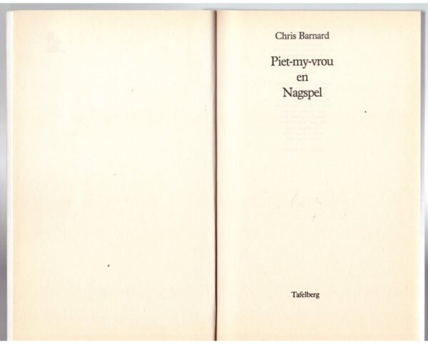Piet-my-vrou3 Piet-My-vrou En Nagspel — Chris Barnard secondhand book