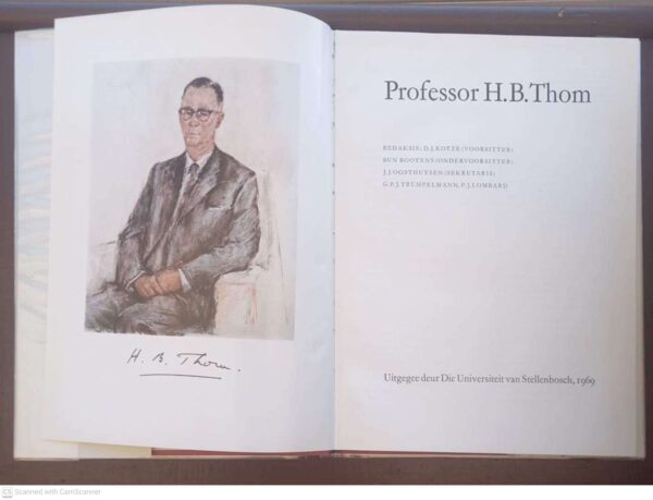 Professor H. B. Thom — Kotze, Booysens, Oosthuysen Et Al. secondhand book
