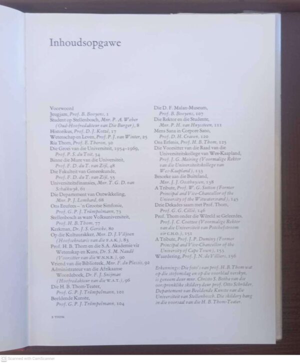 Professor H. B. Thom — Kotze, Booysens, Oosthuysen Et Al. secondhand book