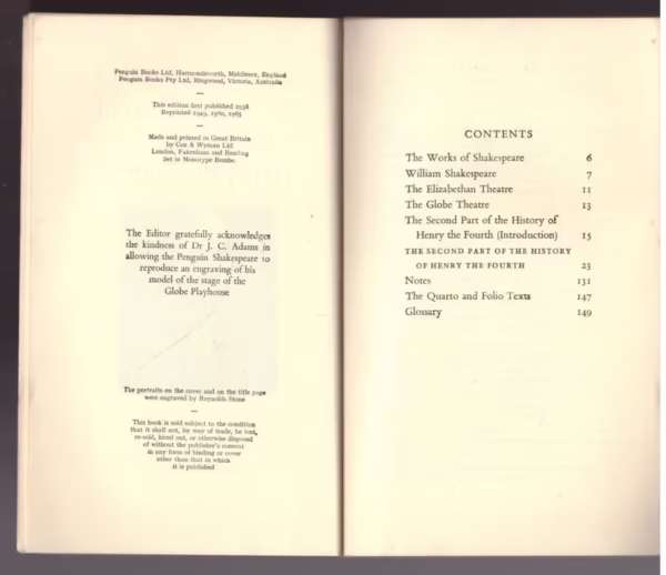 The Second Part Of King Henry The Fourth – William Shakespeare secondhand book