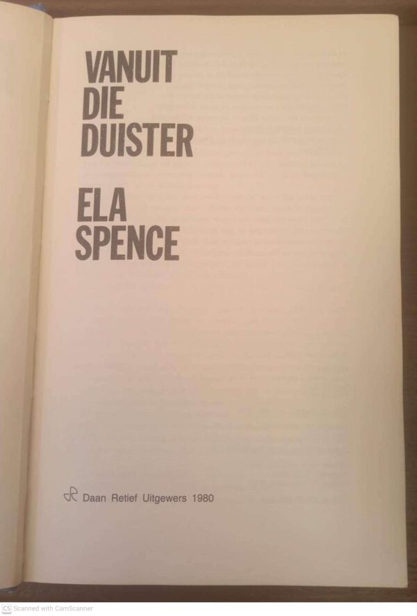 Vanuit Die Duister — Ela Spence secondhand book