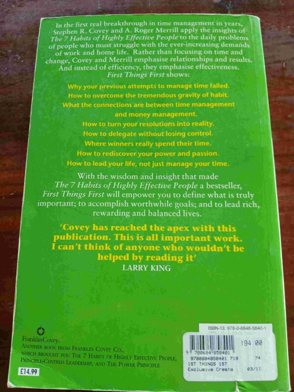 First Things First – Stephen R. Covey secondhand book