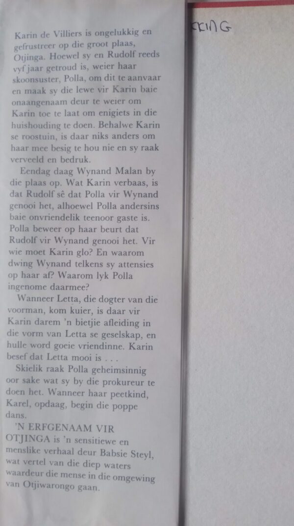 ‘n Erfgenaam Vir Otjinga… Wie Sou Dit Wees – Babsie Steyl (1987) secondhand book