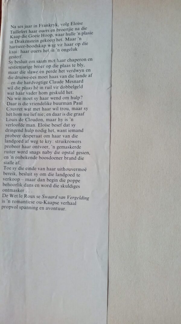 Swaard Van Vergelding – De Wet Le Roux secondhand book