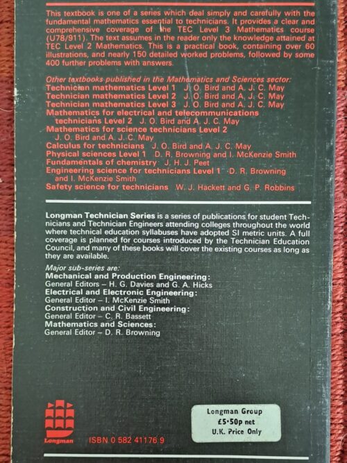 Mathematics For Electrical Technicians: Level 3 – J. O. Bird, A. J. C. May secondhand book