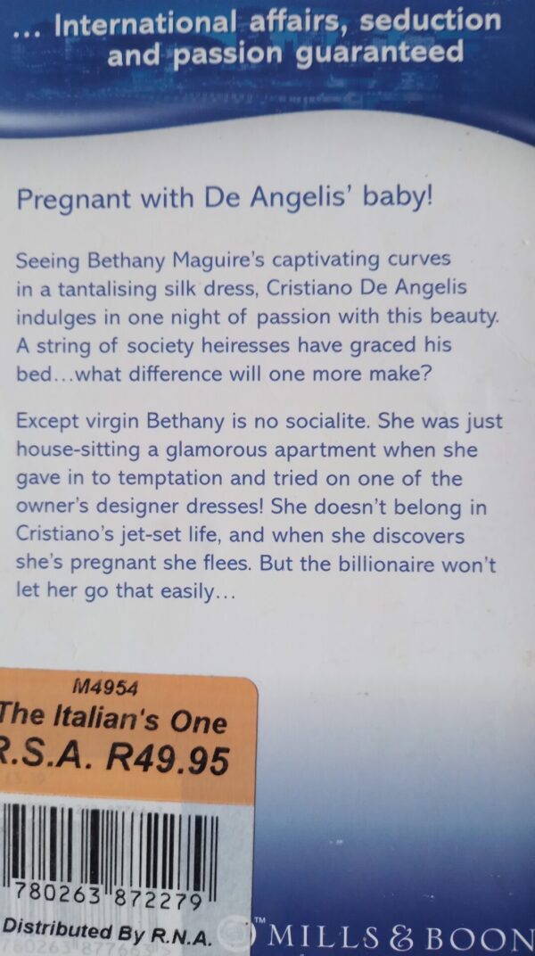 The Italian’s One-Night Love-Child – Cathy Williams secondhand book