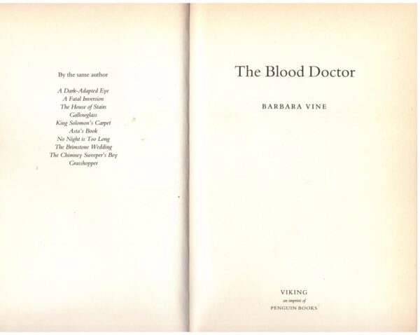 Blood Doctor3 The Blood Doctor – Barbara Vine secondhand book