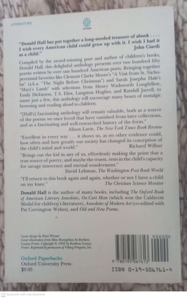 The Oxford Book Of Children’s Verse In America — Donald Hall secondhand book