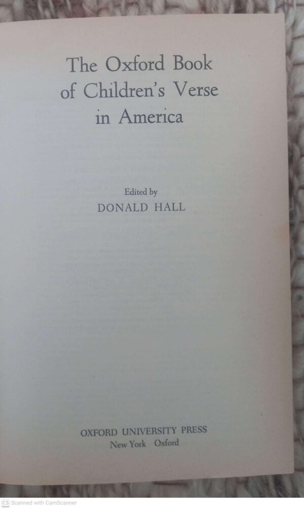 The Oxford Book Of Children’s Verse In America — Donald Hall secondhand book