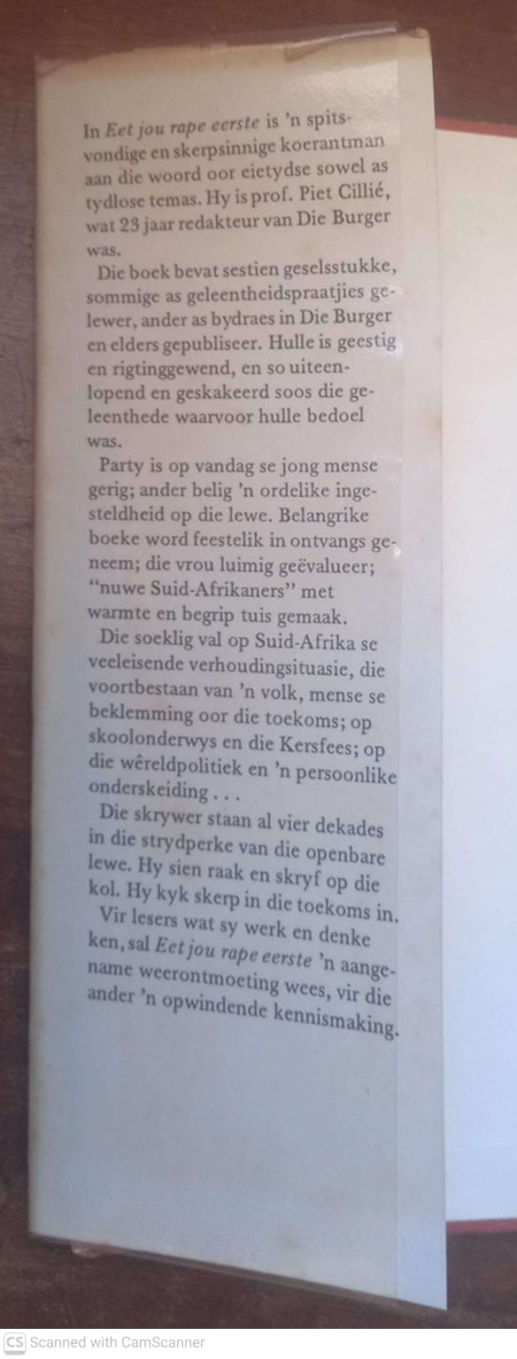 Eet Jou Rape Eerste — P. J. Cillié secondhand book
