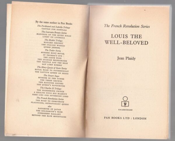 Louis The Well-Beloved — Jean Plaidy secondhand book