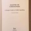 Master Of Ceremonies: A Simple Guide To Public Speaking – Francois Marais secondhand book