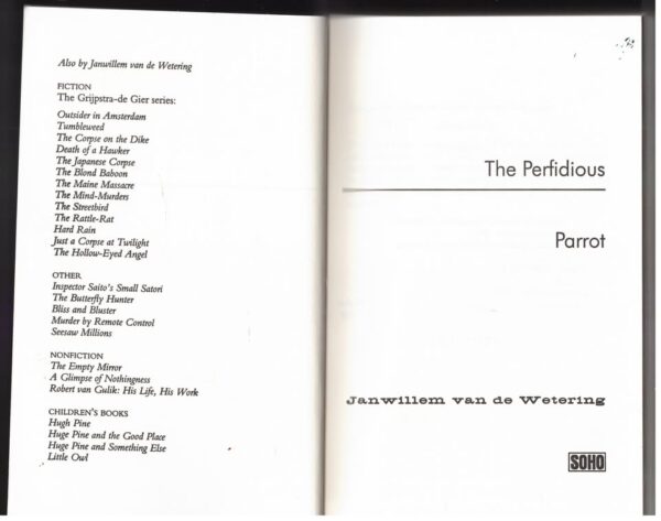 Perfidious Parrot3 The Perfidious Parrot – Janwillem Van De Wetering secondhand book