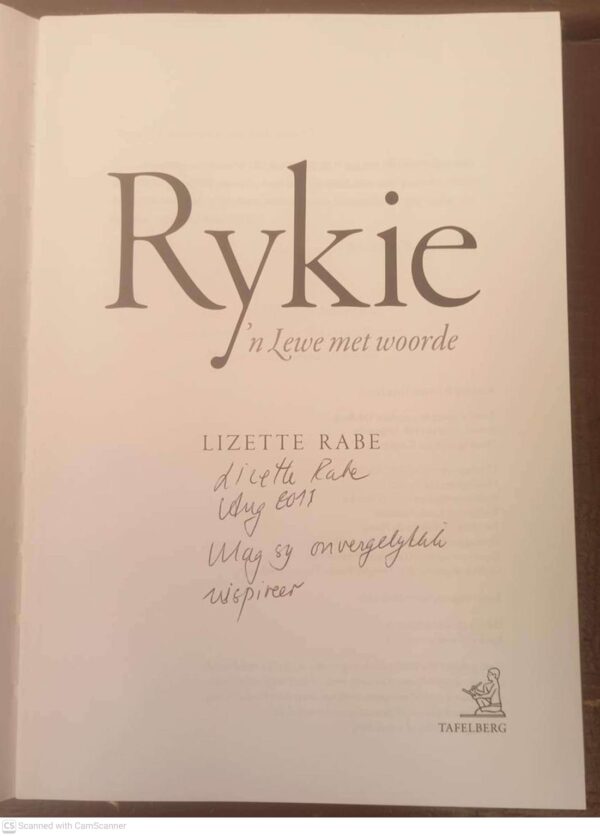 Rykie: ‘n Lewe Met Woorde — Lizette Rabe **GETEKEN** secondhand book