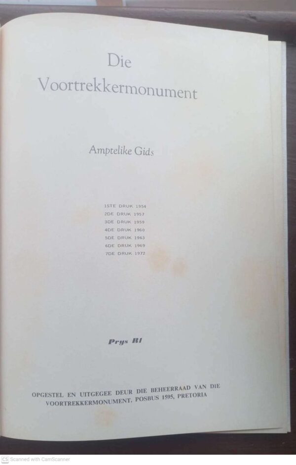Voortrekkermonument4 Die Voortrekkermonument Pretoria — Beheerraad Van Die Voortrekkermonument secondhand book