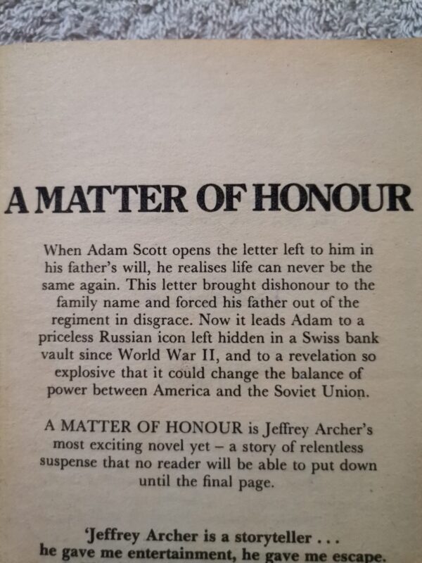 A Matter Of Honour – Jeffrey Archer secondhand book