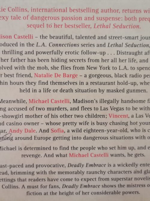 Deadly Embrace – Jackie Collins secondhand book