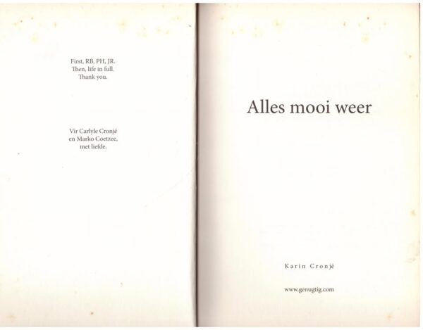 Alles Mooi Weer — Karin Cronjé secondhand book
